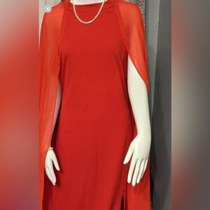 Gorgeous red evening gown with cape sleeves. Like new